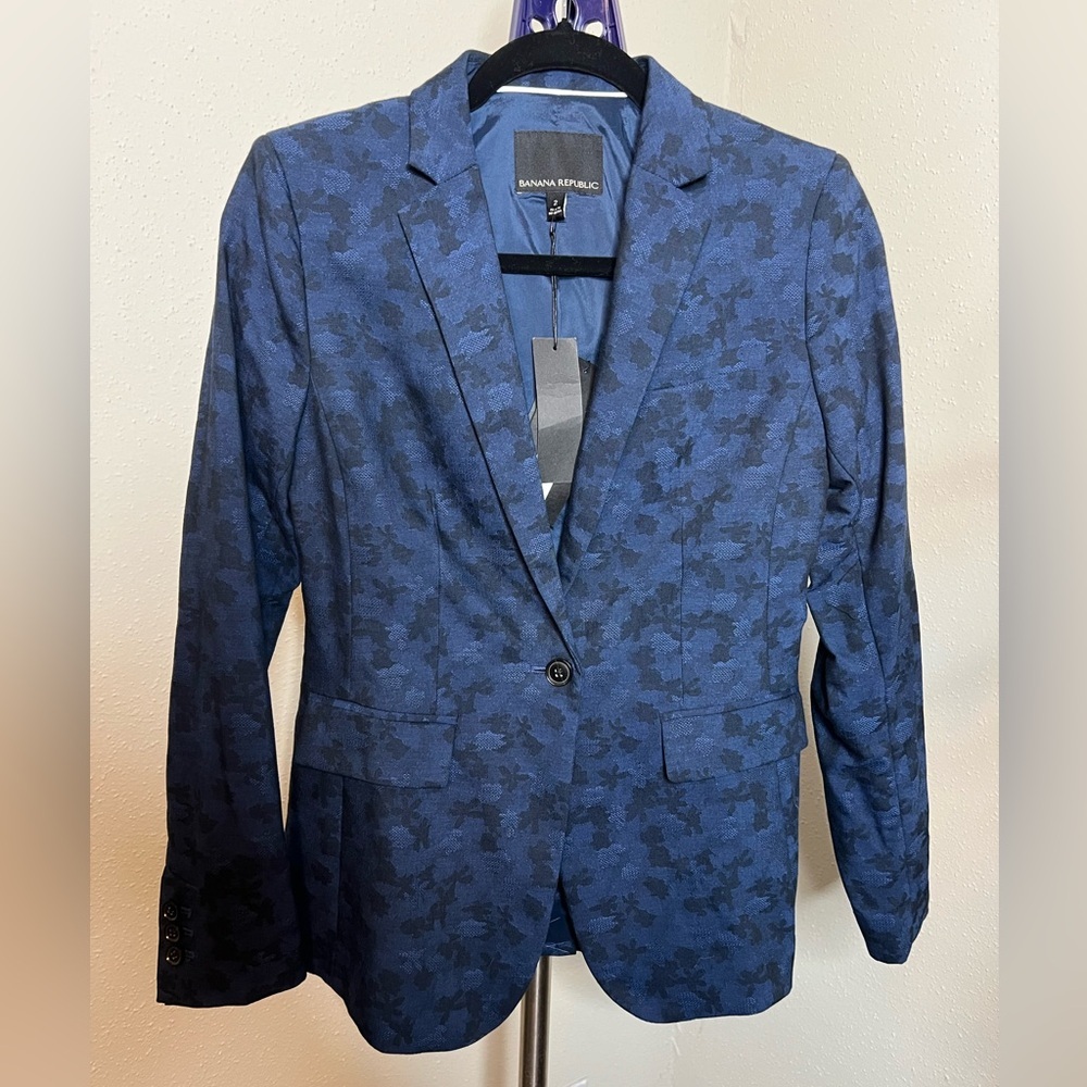 Banana Republic Navy Blue Patterned Women's Blazer
